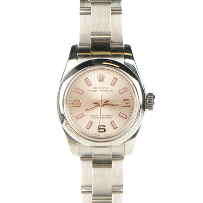 Rolex Stainless Steel 26mm Oyster Perpetual Watch Pink Index 176200 1 of 9