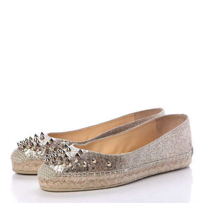 Christian Louboutin Glitter Aliochette Espadrilles 37 Gold 3 of 10