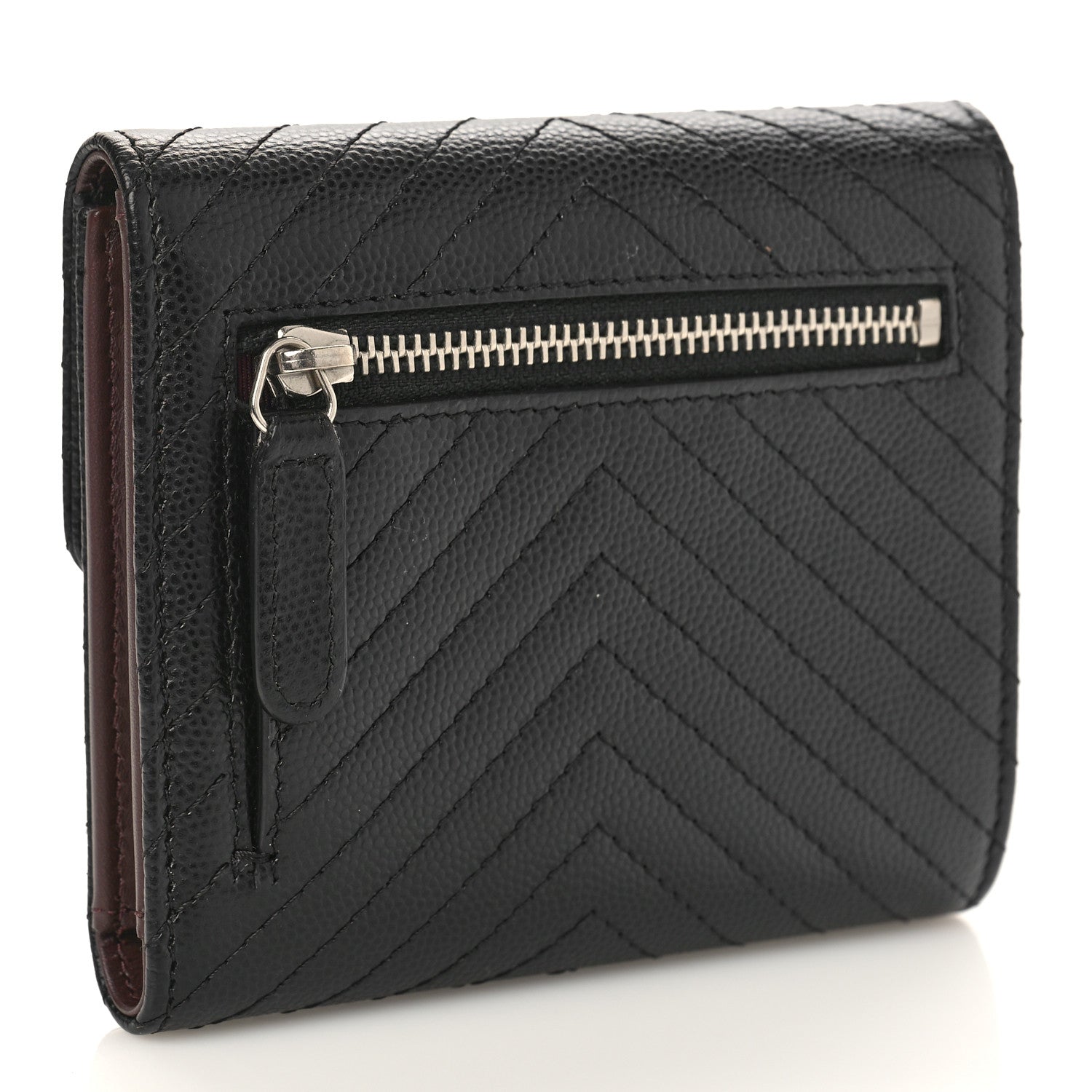 Chanel Caviar Chevron Quilted Compact Flap Wallet Black 3 of 10