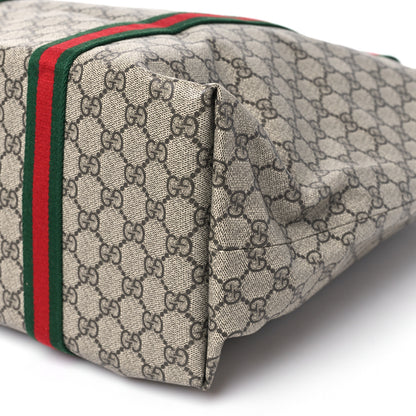 Gucci Tender GG Supreme Monogram Textured Dollar Calfskin Web Tote Beige Ebony New Acero 9 of 9