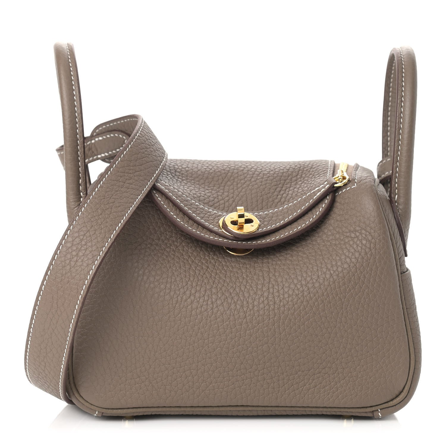 Hermes Taurillon Clemence Mini Lindy 20 Etoupe 1 of 11