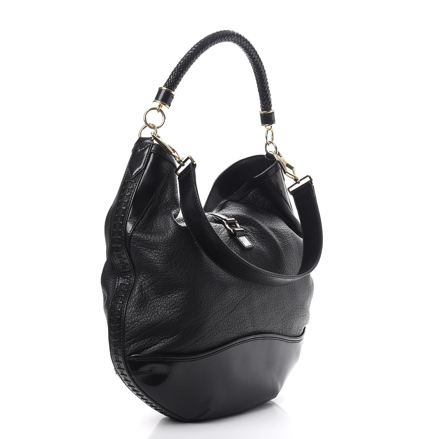 Burberry Grained Calfskin Medium Parade Hobo Black 4 of 9
