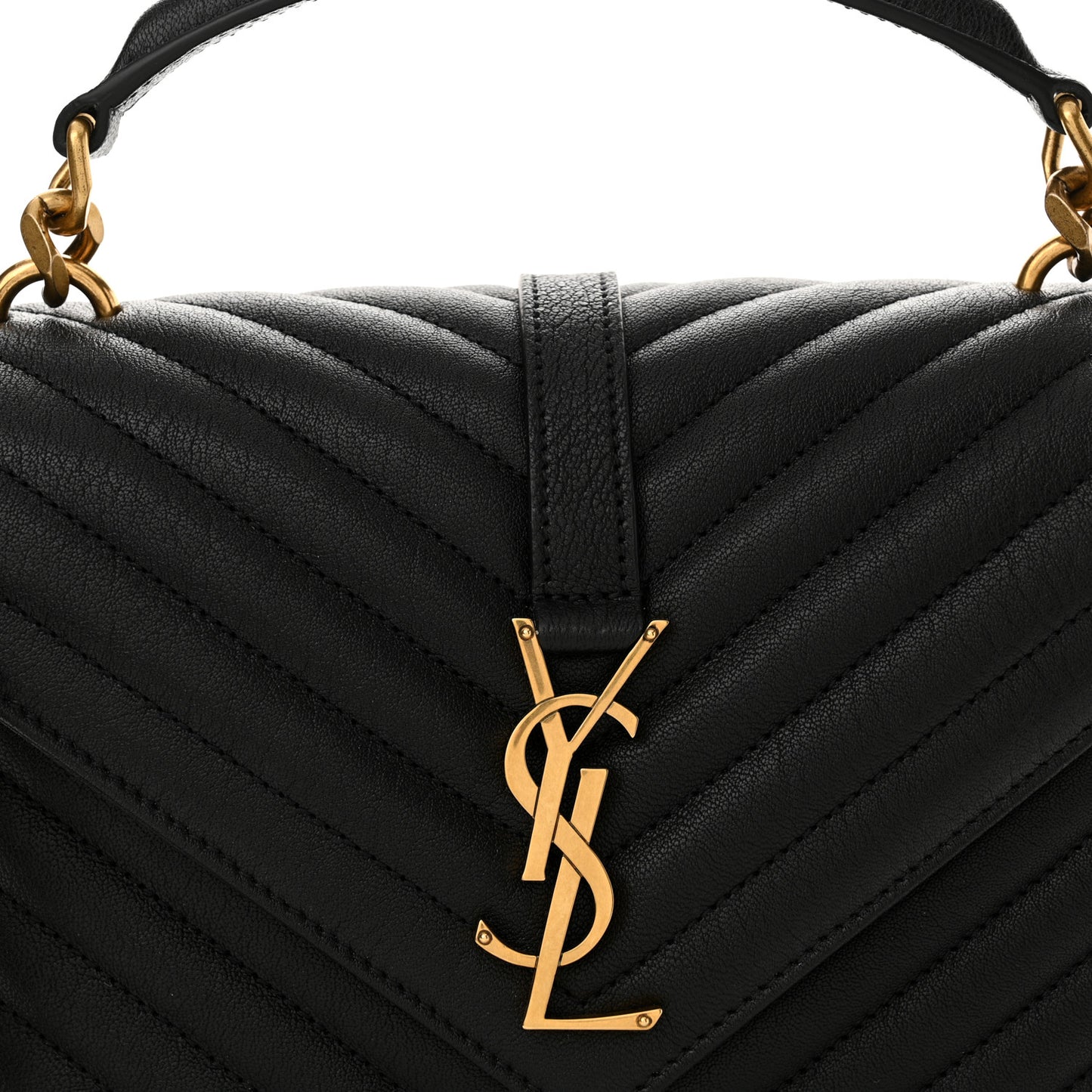 Sheepskin Matelasse Chevron Monogram Medium College Bag Black