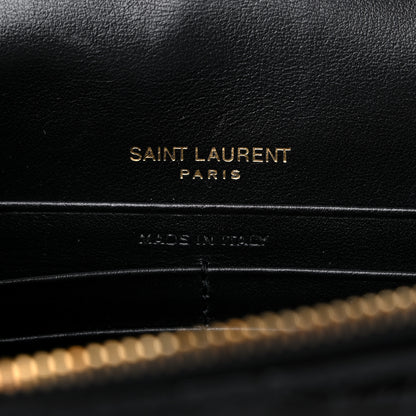 Saint Laurent Calfskin Crocodile Embossed Kate Monogram Tassel Chain Wallet Black 6 of 8