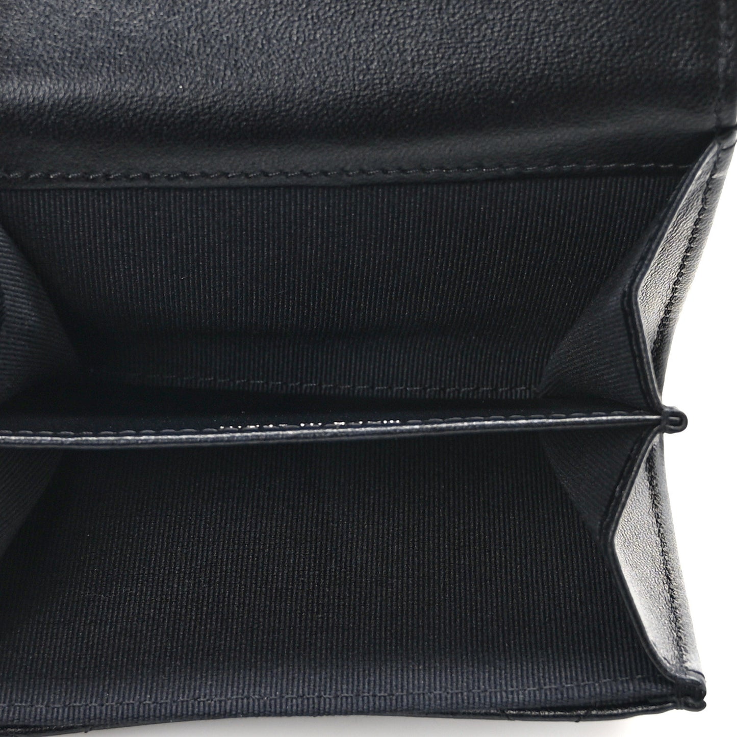 Lambskin Quilted Flap Baguette Crystal Card Holder Wallet Black
