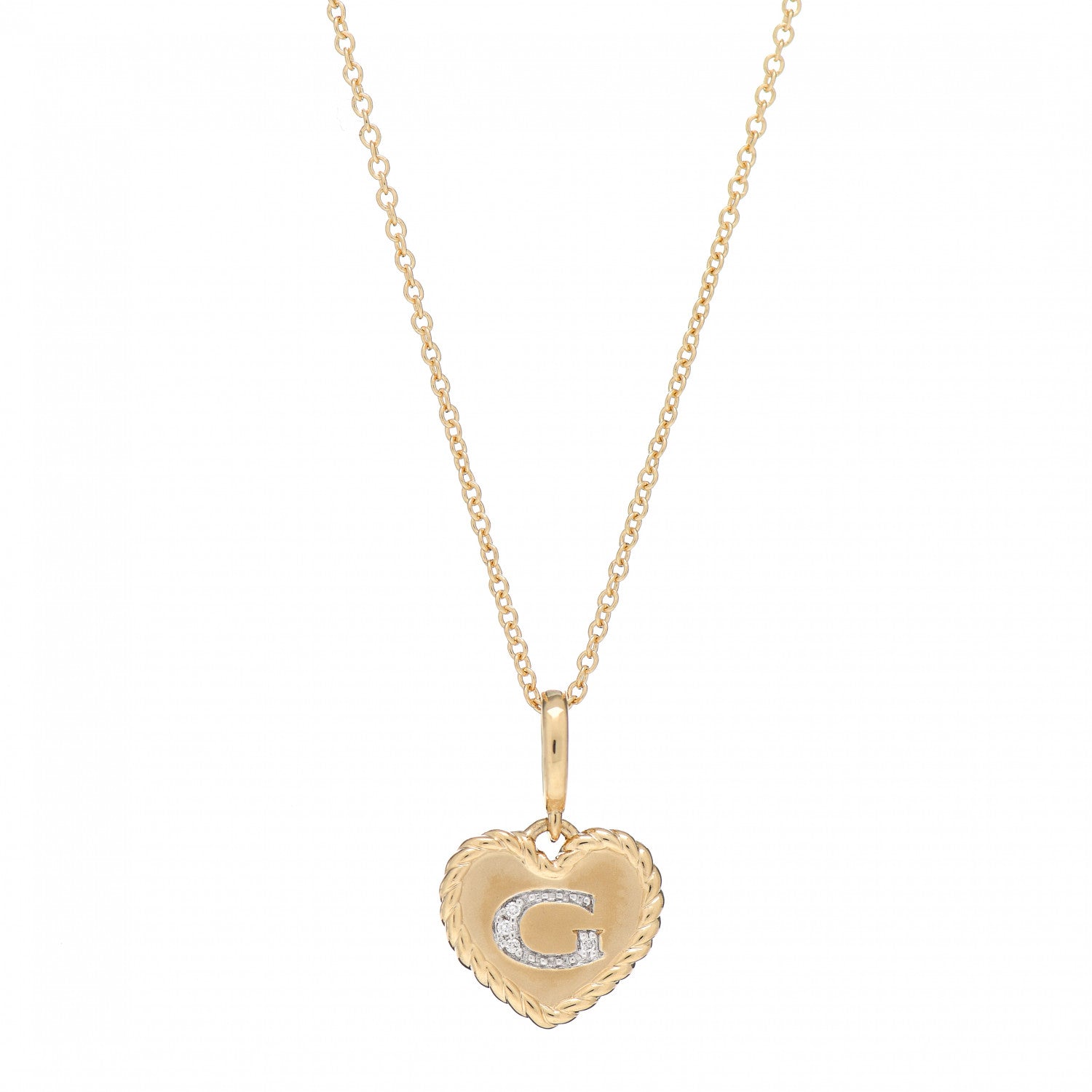 David Yurman 18K Yellow Gold Diamond Heart Initial G Charm Necklace 4 of 5
