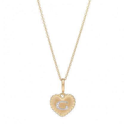 David Yurman 18K Yellow Gold Diamond Heart Initial G Charm Necklace 4 of 5