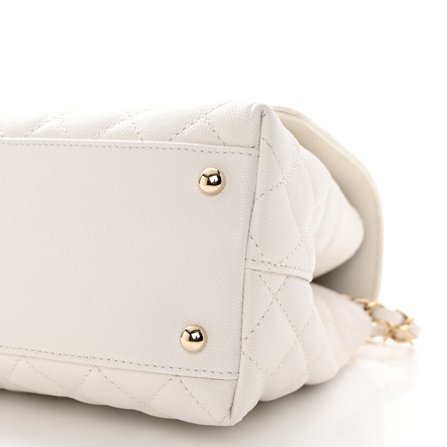 Chanel Caviar Quilted Small Coco Handle Flap White 10 of 11