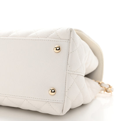 Chanel Caviar Quilted Small Coco Handle Flap White 10 of 11