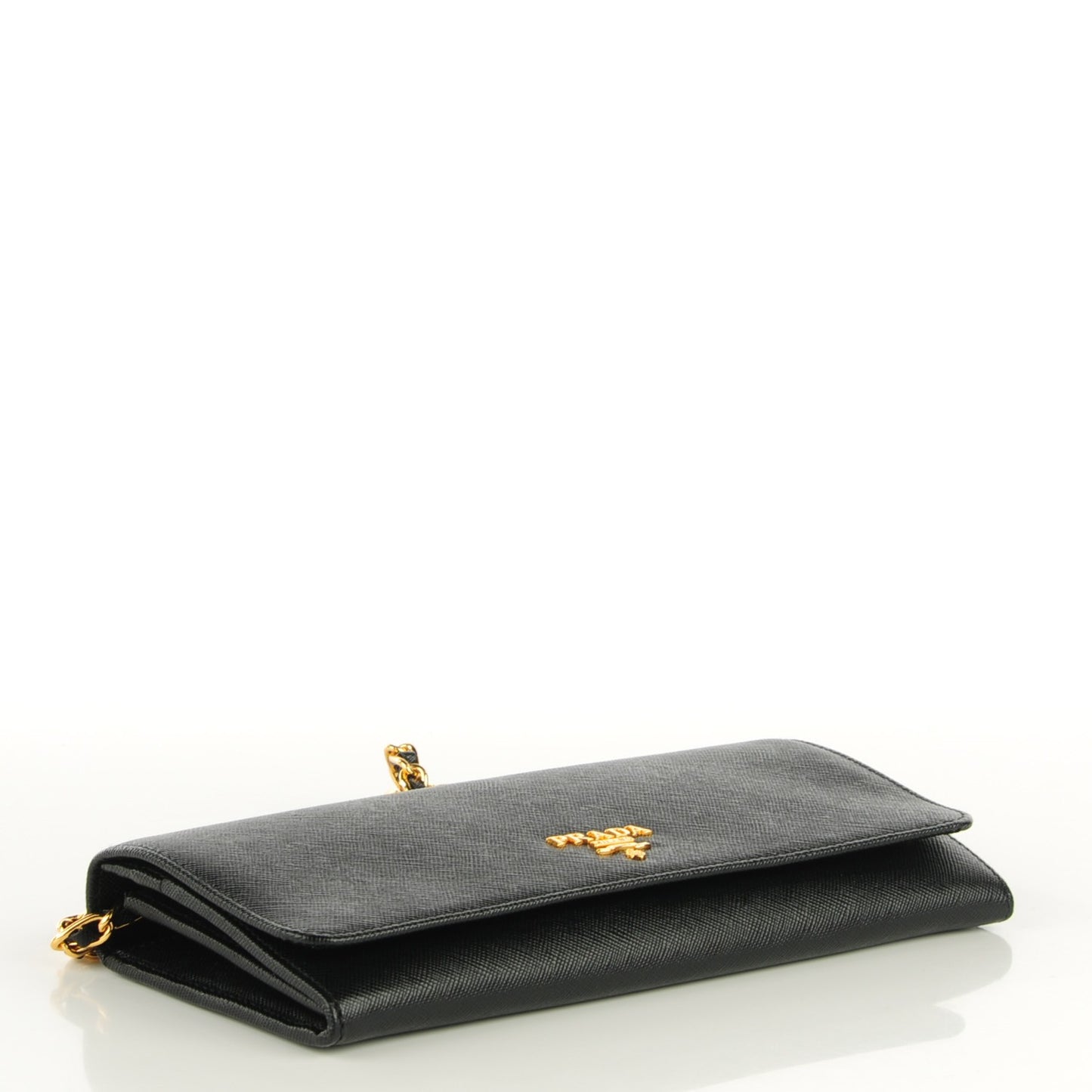 Saffiano Metal Oro Chain Wallet Nero Black