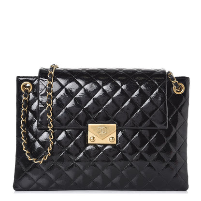 Chanel Patent Goatskin Quilted 3 Pocket Accordion Flap Black 1 of 7