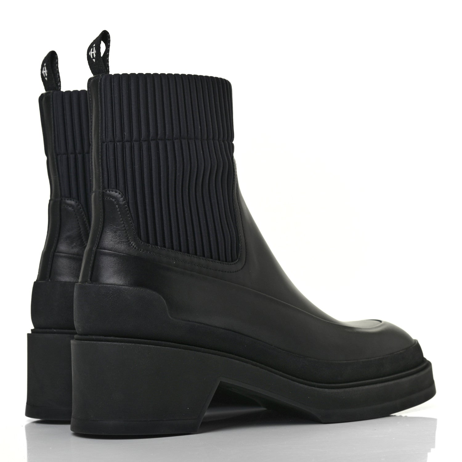 Hermes Calfskin Platform Ankle Boots 37.5 Black 4 of 7