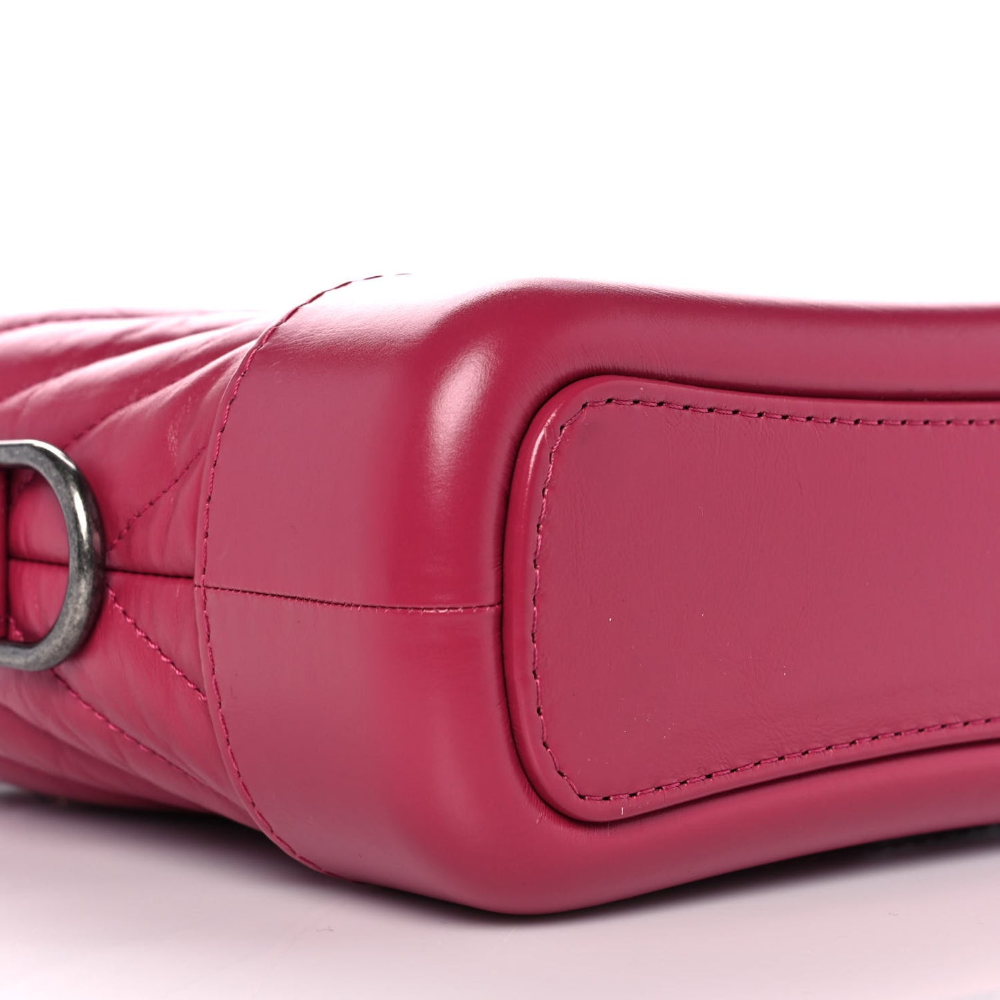 Aged Calfskin Chevron Quilted Small Gabrielle Hobo Dark Pink