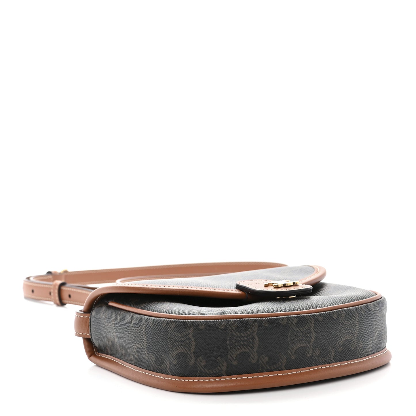 Canvas Calfskin Triomphe Mini Besace Tan