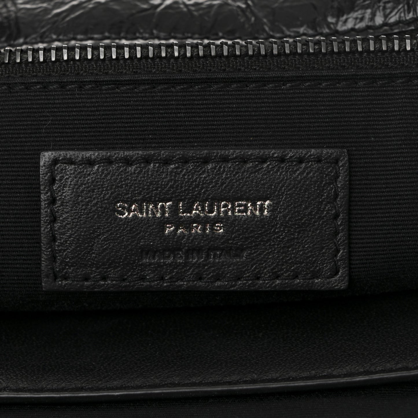 Crinkled Calfskin Matelasse Monogram Medium Niki Chain Satchel Black