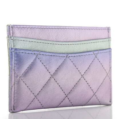 Chanel Gradient Metallic Calfskin Quilted Card Holder Silver Blue Yellow Purple 3 of 8