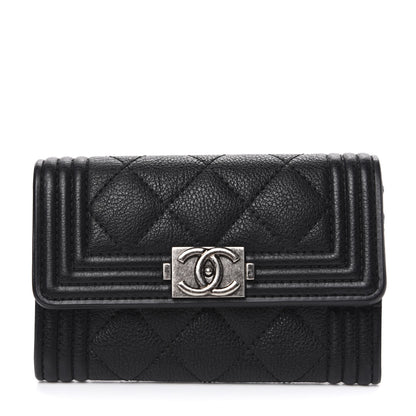 Chanel Calfskin Quilted Boy Flap Card Holder Black 1 of 9