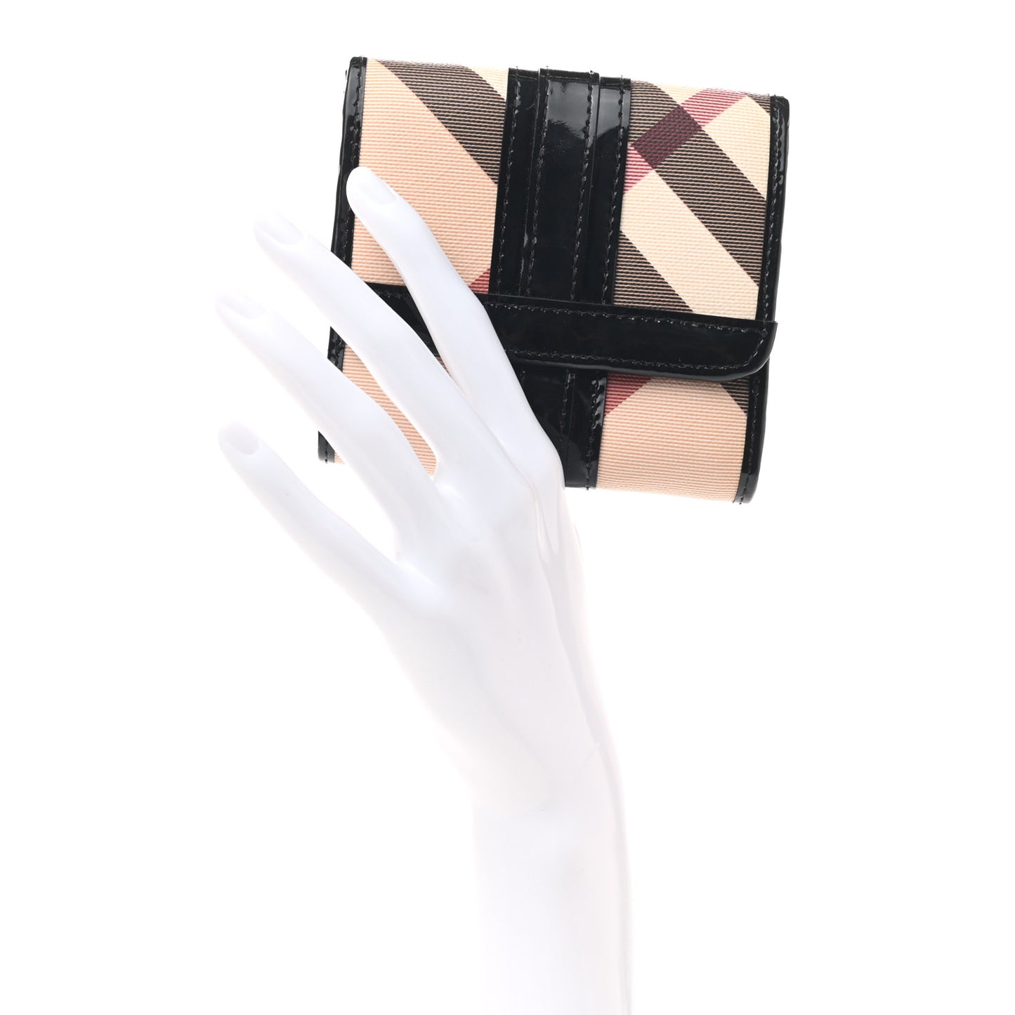 Patent Supernova Check Compact Wallet Black