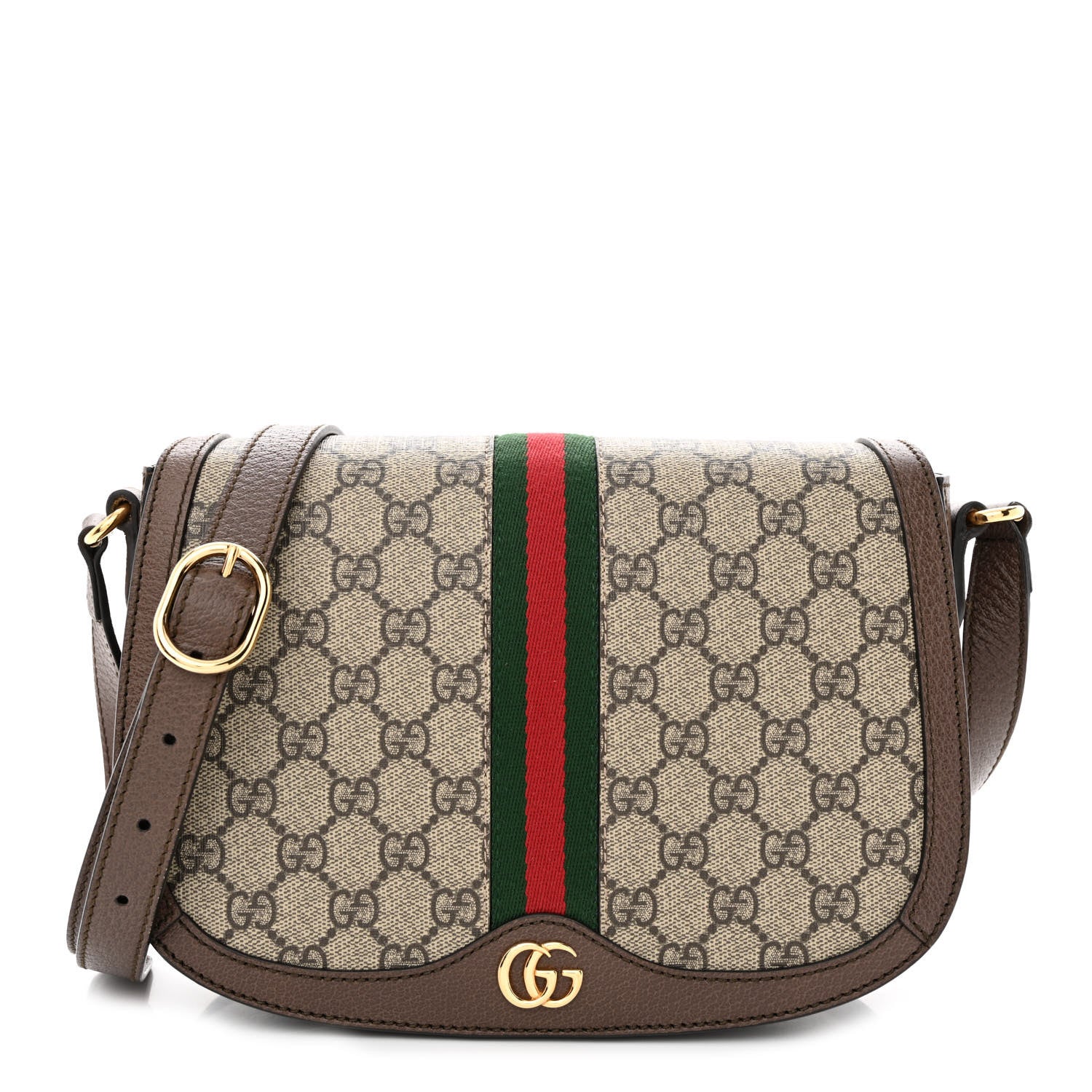 Gucci GG Supreme Monogram Web Small Ophidia Flap Messenger Bag Brown 1 of 10
