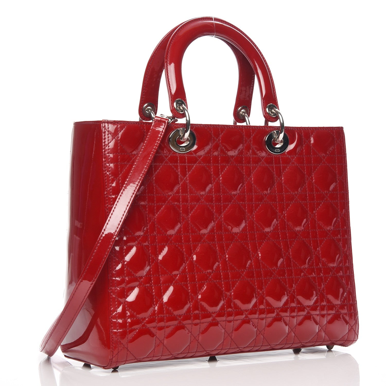 Christian Dior Patent Cannage Large Lady Dior Red 4 of 12