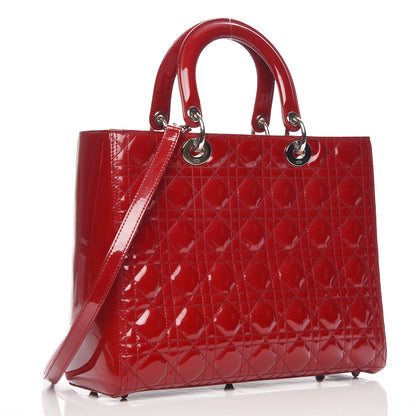 Christian Dior Patent Cannage Large Lady Dior Red 4 of 12