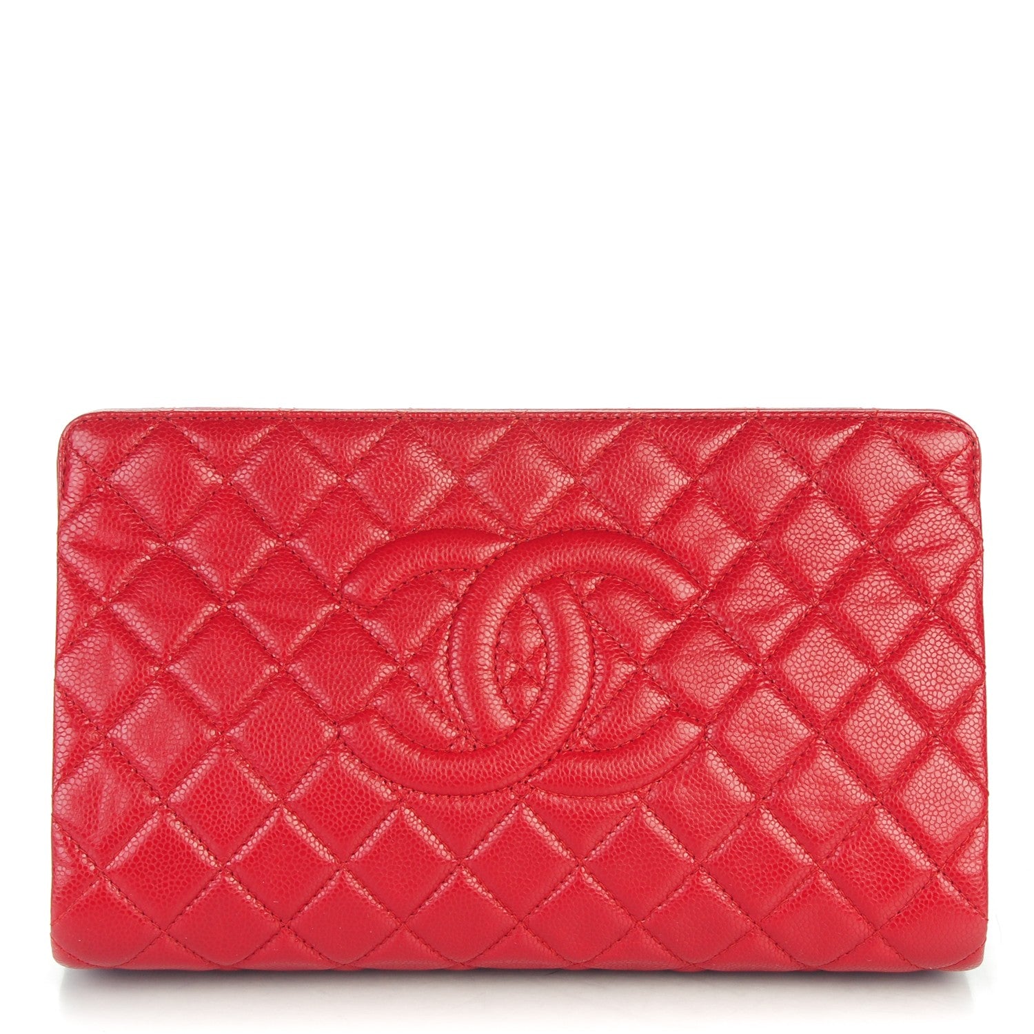 Chanel Caviar Quilted Large CC Clutch Red 1 of 7