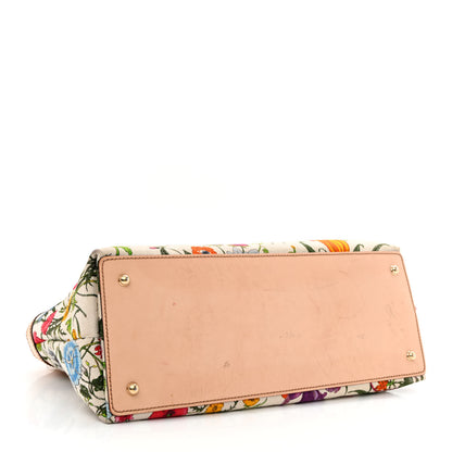 Gucci Canvas Floral Flora Bamboo Handle Bag 3 of 14