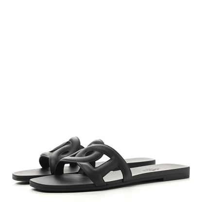 Hermes Rubber Aloha Sandals 35 Black 3 of 9