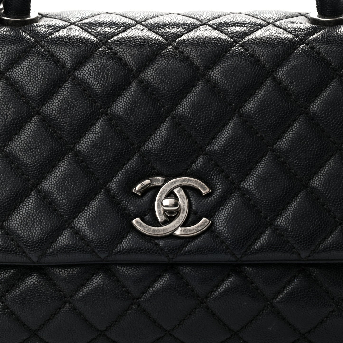 Caviar Quilted Small Coco Handle Flap Black