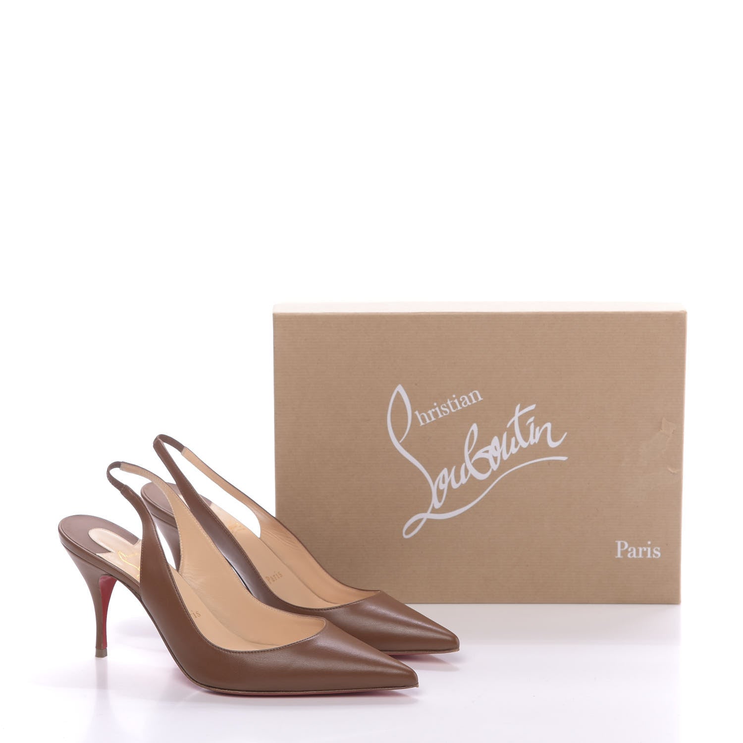 Christian Louboutin Nappa Clare Sling 80 Pumps 37 Cafe Creme 10 of 10