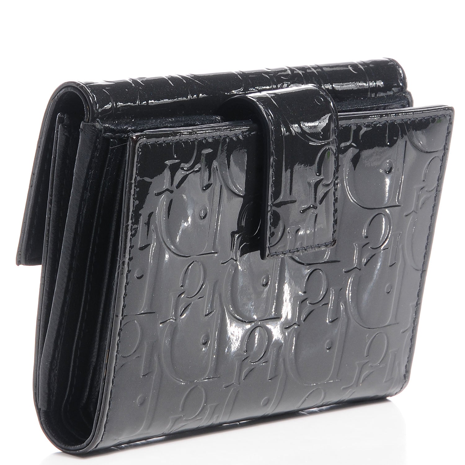 Christian Dior Patent Ultimate Compact Wallet Gris Fonce 3 of 7