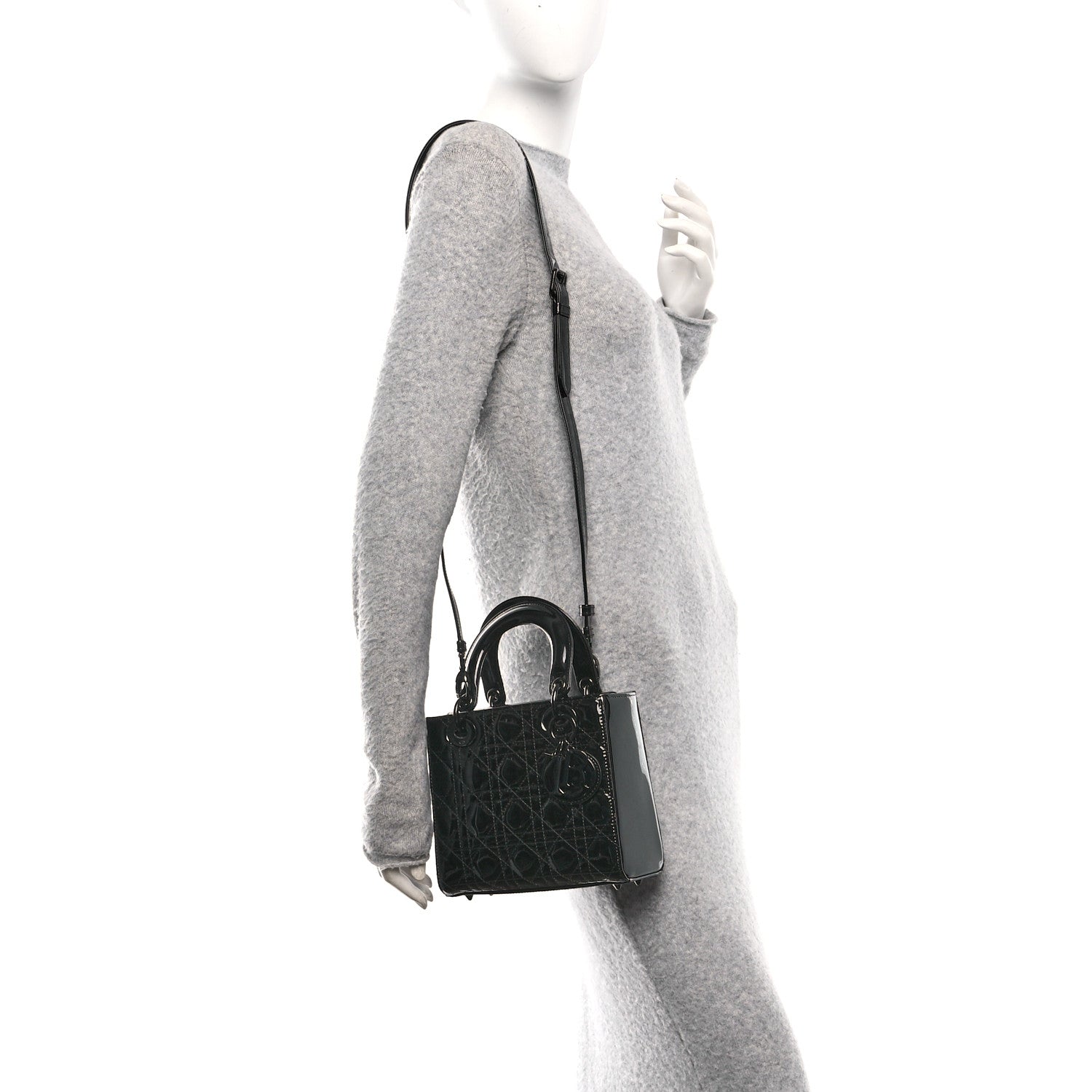 Christian Dior Ultraglossy Patent Cannage Small Lady Dior Black 2 of 13