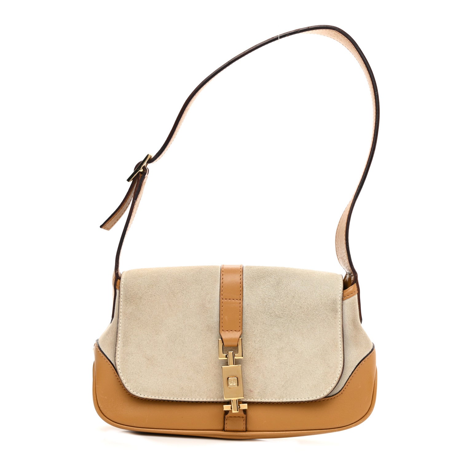 Gucci Suede Small Jackie O Flap Hobo Beige Brown 1 of 14