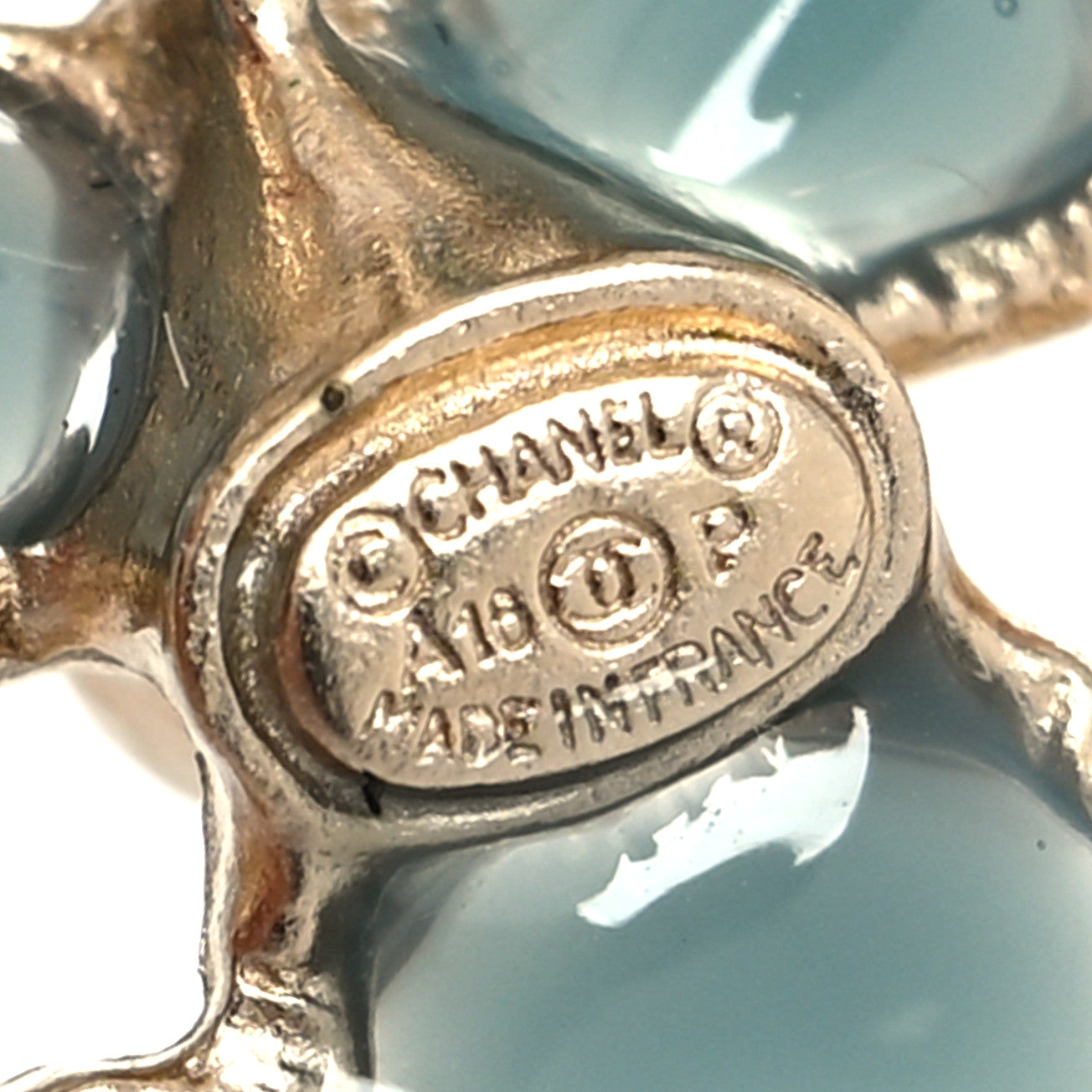 Resin Gripoix Poured Glass Pearl CC Brooch Multicolor