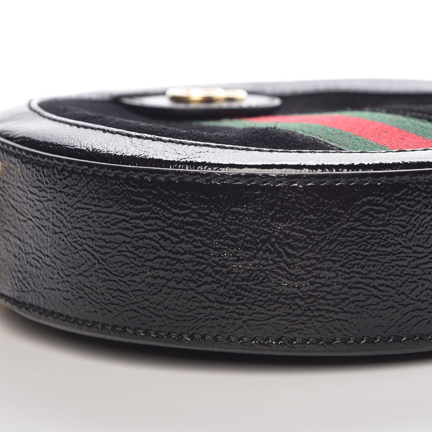 Gucci Suede Patent Web Mini Ophidia Round Shoulder Bag Black 8 of 9