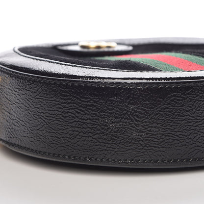 Gucci Suede Patent Web Mini Ophidia Round Shoulder Bag Black 8 of 9