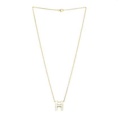 Hermes Lacquered Gold Pop H Pendant Necklace White 3 of 6