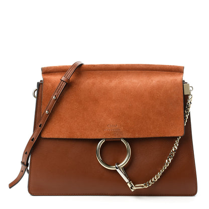 Chloe Suede Calfskin Medium Faye Shoulder Bag Tobacco 1 of 10