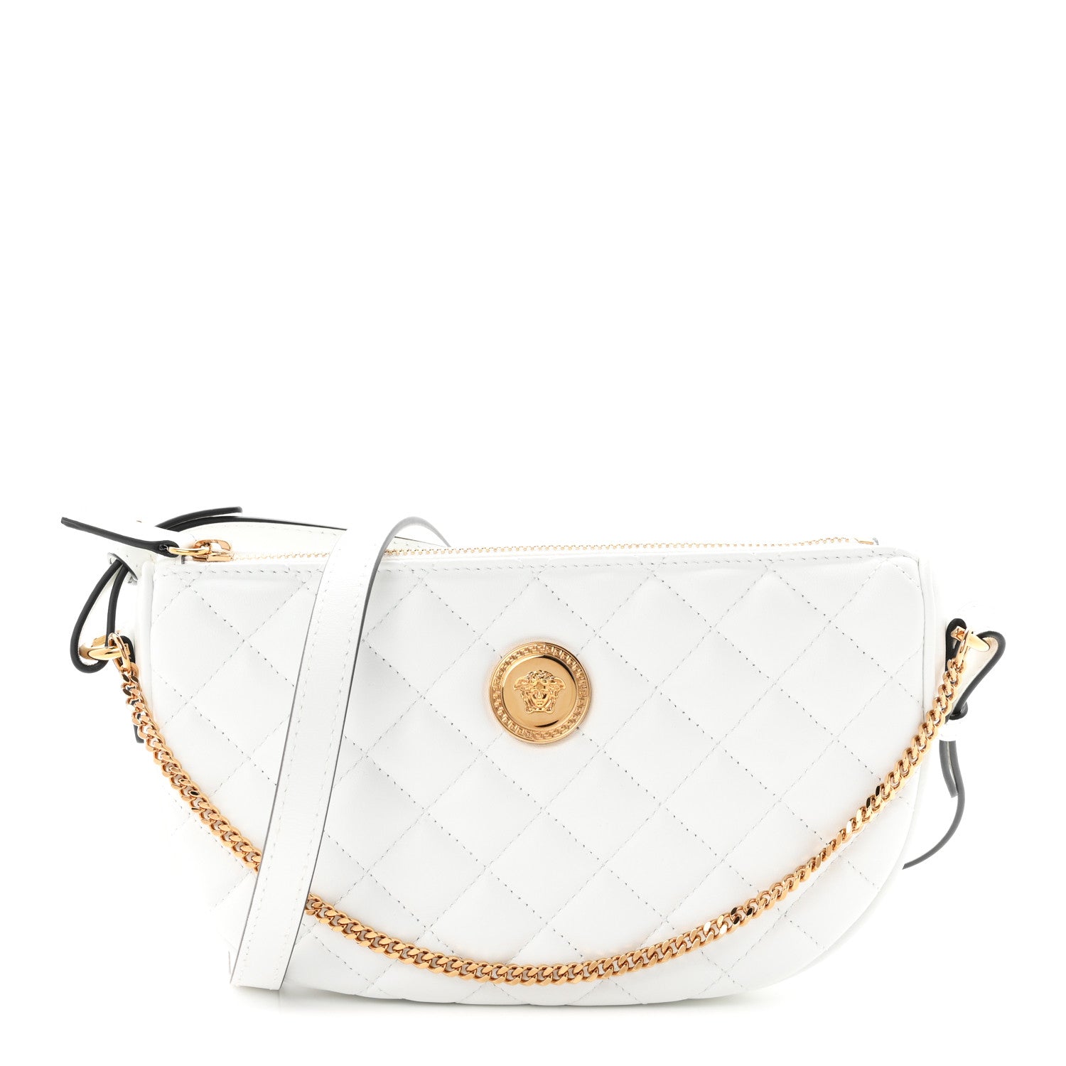Versace Nappa Quilted La Medusa Half Moon Crossbody White 1 of 9