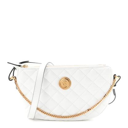 Versace Nappa Quilted La Medusa Half Moon Crossbody White 1 of 9