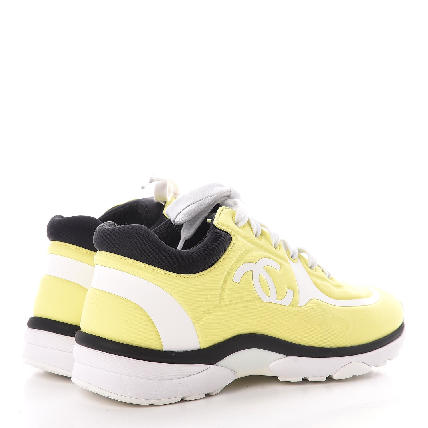Chanel Lycra Fabric CC Sneakers 35 Yellow 4 of 9