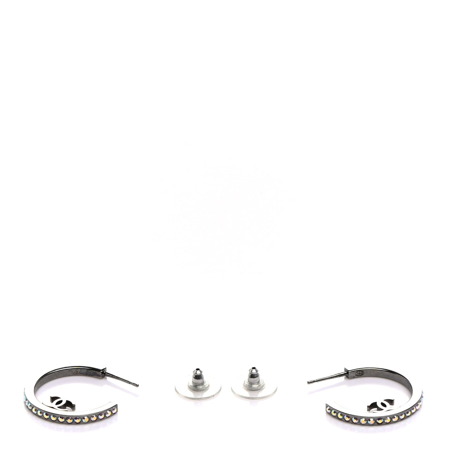 Crystal CC Hoop Earrings Silver