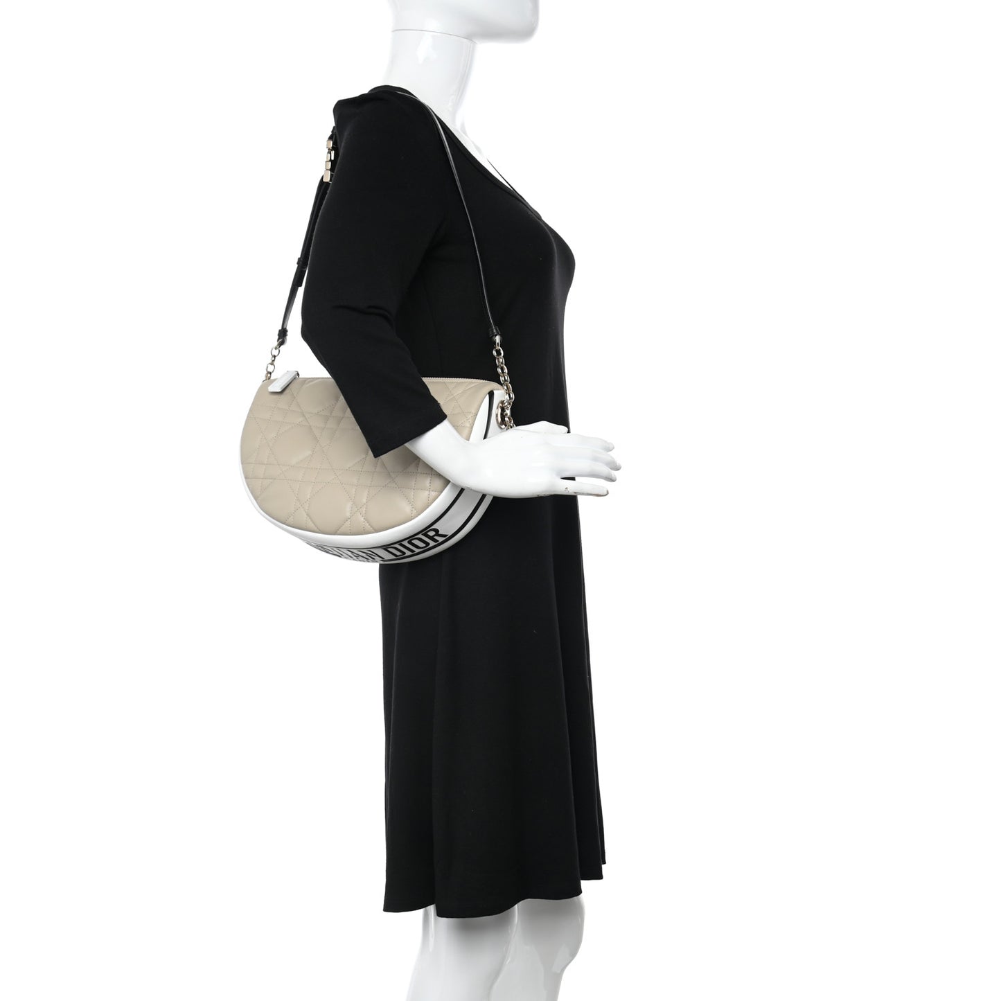 Lambskin Cannage Medium Dior Vibe Hobo Bag Beige