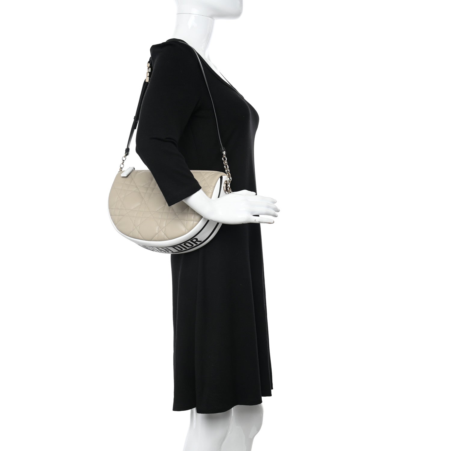 Christian Dior Lambskin Cannage Medium Dior Vibe Hobo Bag Beige 2 of 10