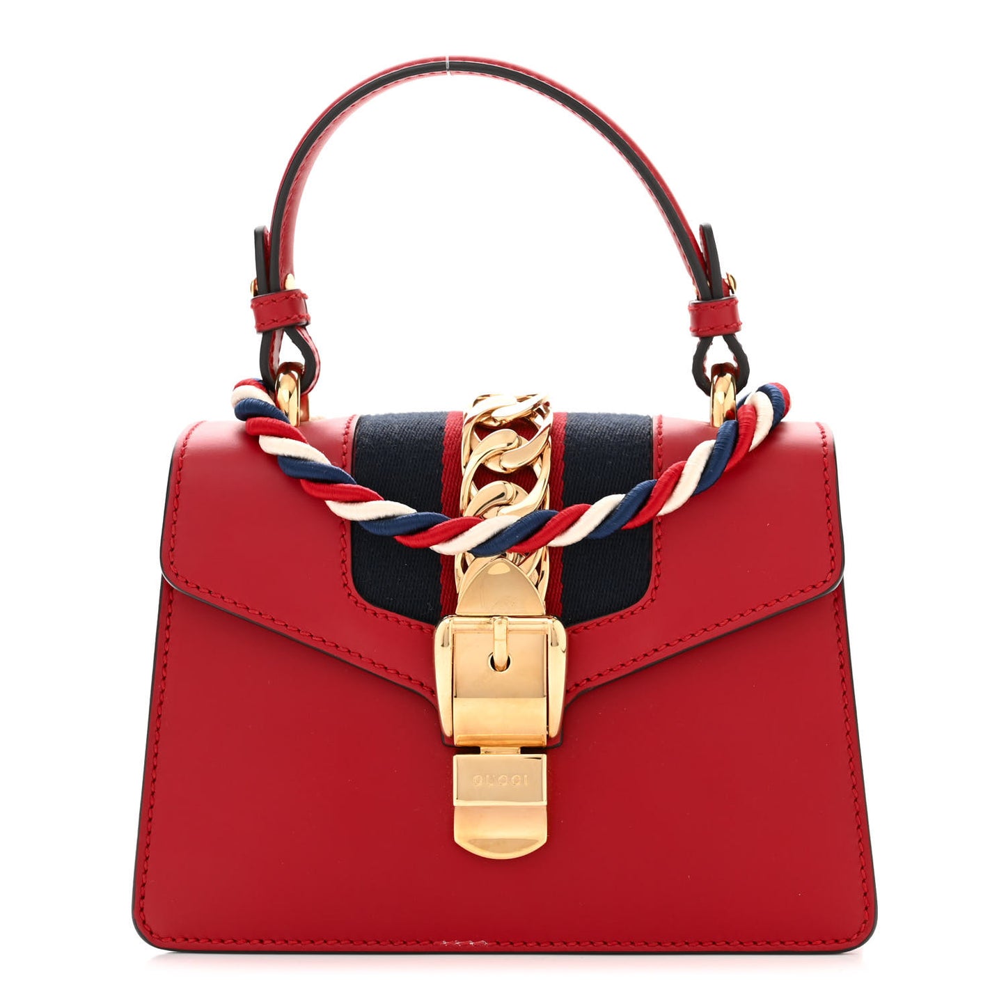Calfskin Mini Sylvie Top Handle Bag Hibiscus Red