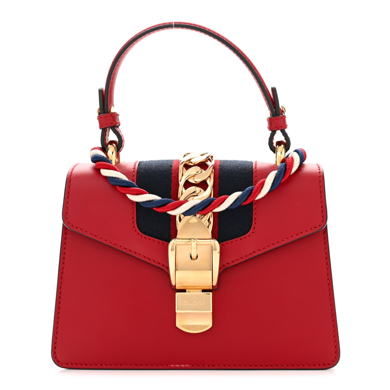 Gucci Calfskin Mini Sylvie Top Handle Bag Hibiscus Red 1 of 11