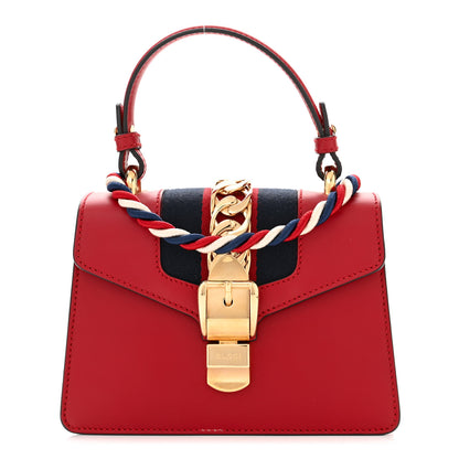 Gucci Calfskin Mini Sylvie Top Handle Bag Hibiscus Red 1 of 11