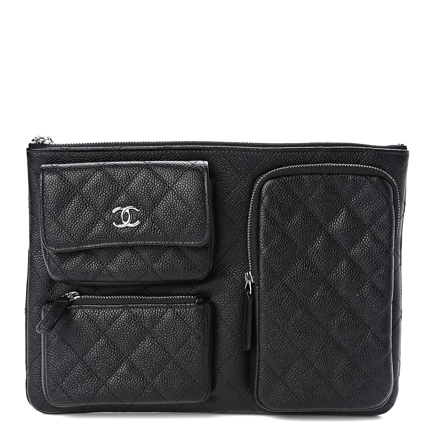 Chanel Caviar Quilted Zipped Multi Pouch Black 1 of 8