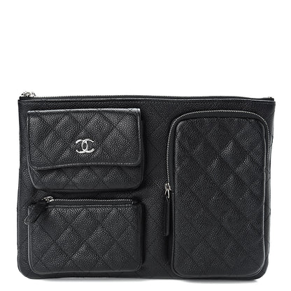 Chanel Caviar Quilted Zipped Multi Pouch Black 1 of 8