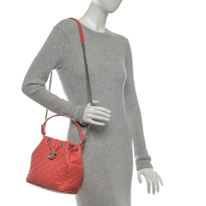 Chanel Lambskin Quilted Small Chain Bucket Bag Coral 2 of 7